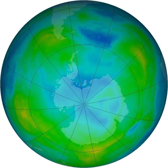 Antarctic ozone map for 01 June 1990